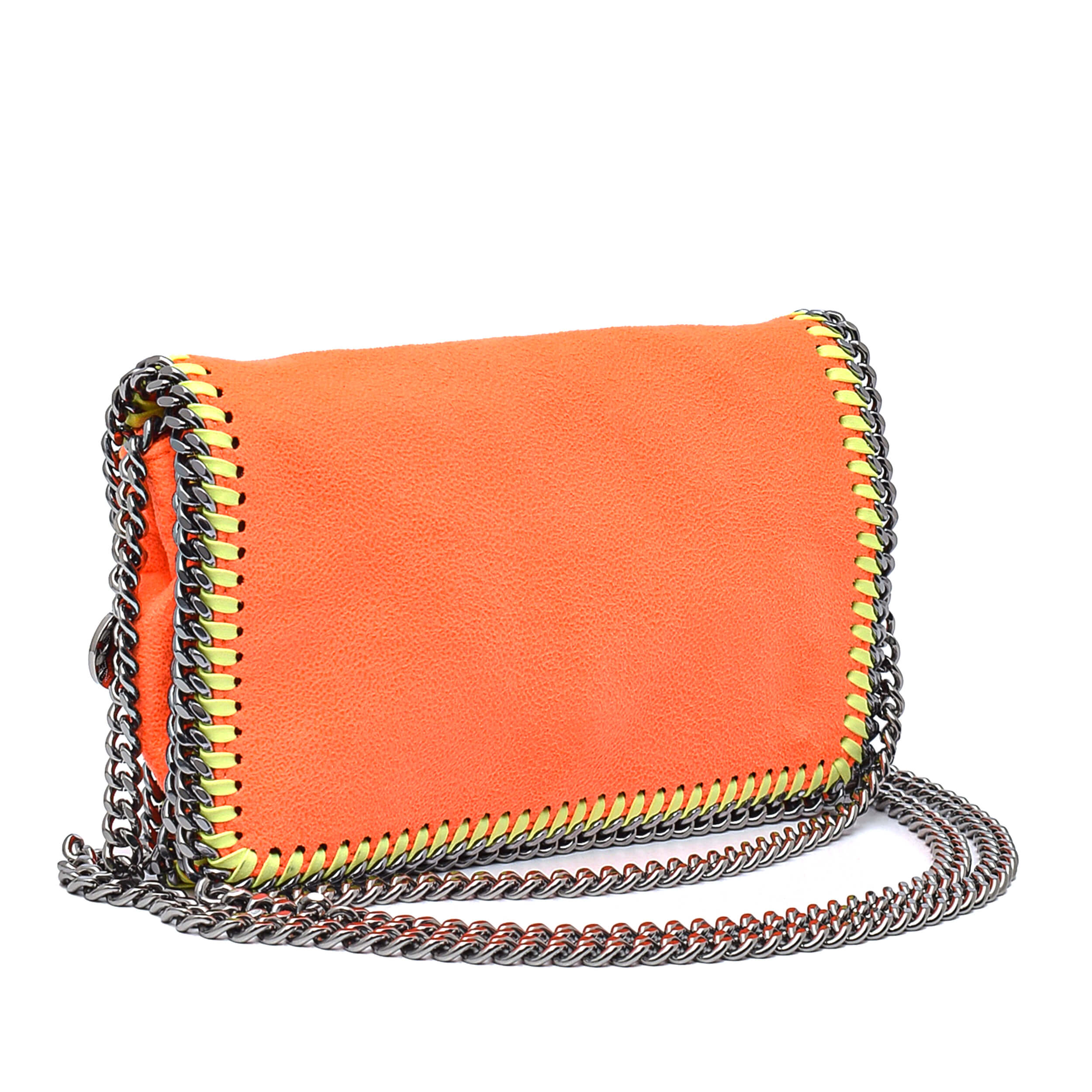 Stella McCartney- Orange Falabella Wallet On Chain Crossbody Bag